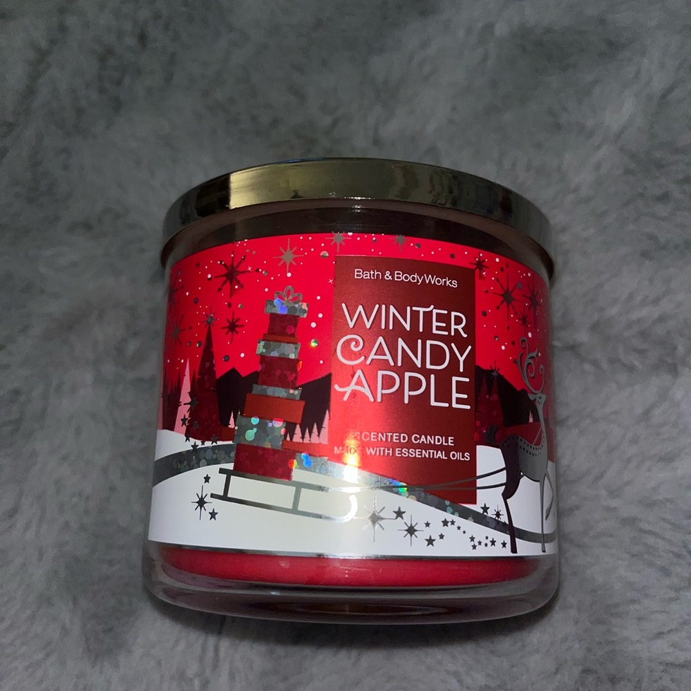 winter candy apple candle